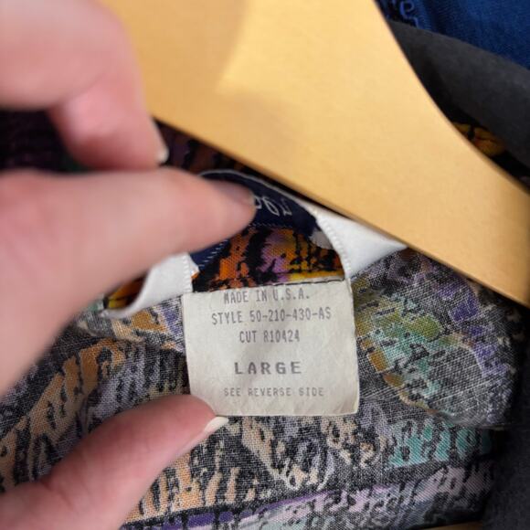 Vtg Roper Western Shirt Abstract Geometric Southwest Button Up L | Dark Autumn - Picture 5 of 11